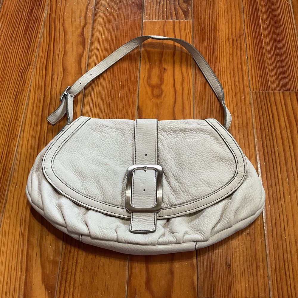 Elegant Cream Leather Shoulder Bag by Cole Haan